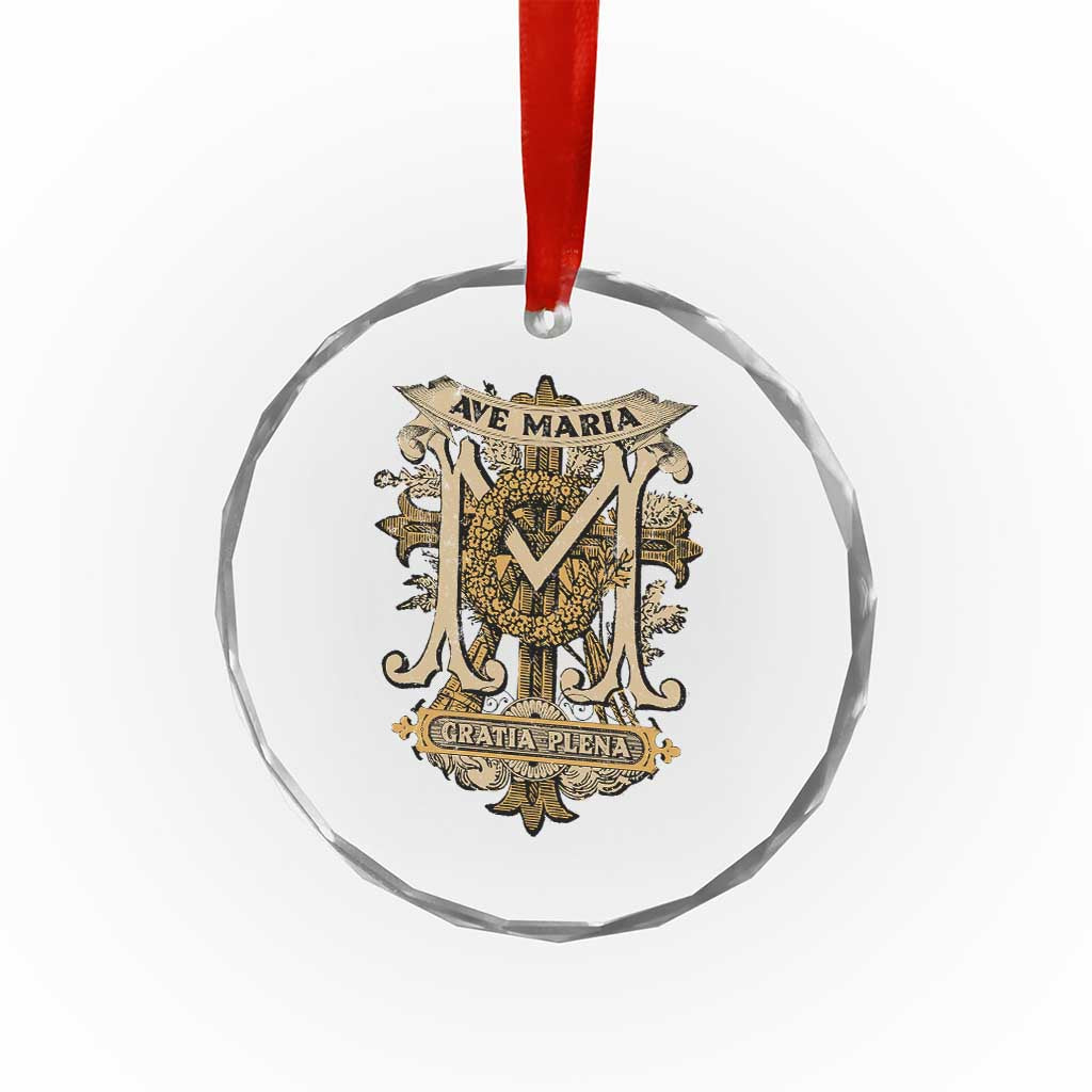 Ave Maria Crystal Glass Ornament Gratia Plena Blessed Mother Mary Hail TS09