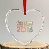 Awesome Since 2016 Heart Crystal Glass Ornament 10yr Bday Son Boy Funny 10th 10 Year Old Birthday