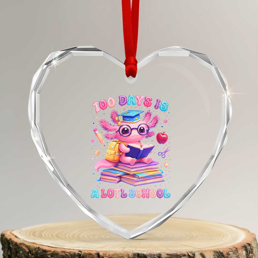 Axolotl 100 Days Of School Heart Crystal Glass Ornament 100 Days Is Alotl School