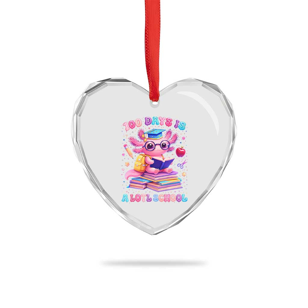 Axolotl 100 Days Of School Heart Crystal Glass Ornament 100 Days Is Alotl School