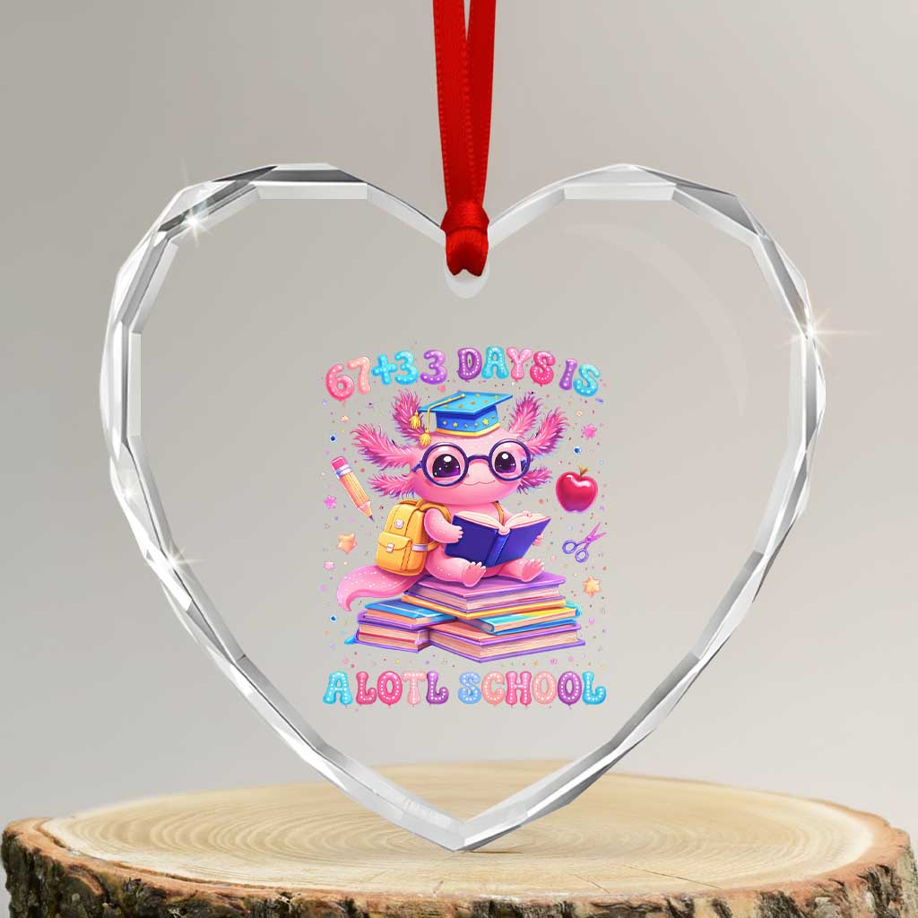 Axolotl 100 Days Of School Heart Crystal Glass Ornament 100 Days Is Alotl School 67 33 Six Seven Meme
