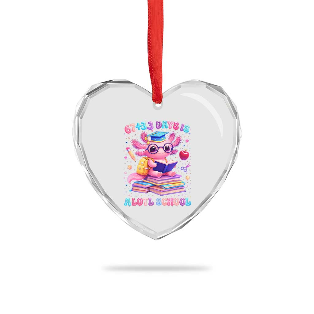 Axolotl 100 Days Of School Heart Crystal Glass Ornament 100 Days Is Alotl School 67 33 Six Seven Meme