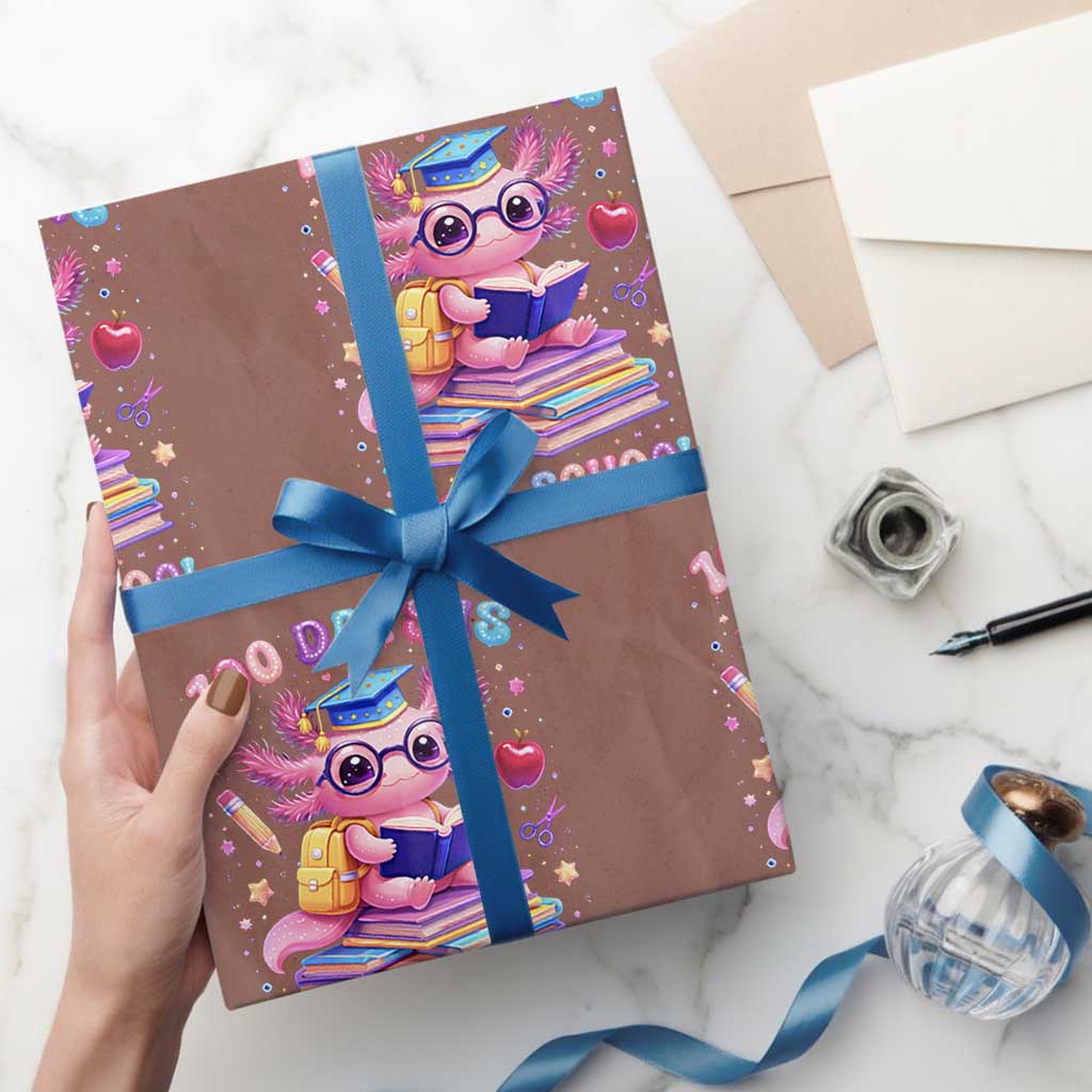 Axolotl 100 Days Of School Wrapping Paper Roll 100 Days Is Alotl School