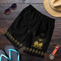 Ayiti 222nd Independence Day Anniversary Shorts for Men Haiti Gold VeVe Pattern - Wonder Print Shop