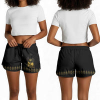 Ayiti 222nd Independence Day Anniversary Shorts for Women Haiti Gold VeVe Pattern - Wonder Print Shop
