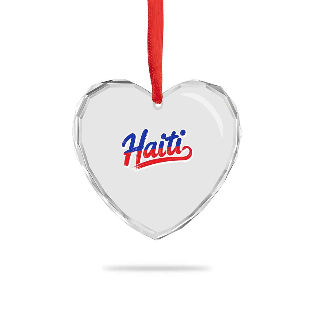 Ayiti Cheri Haiti Pride Gift For Proud Haitians Heart Crystal Glass Ornament