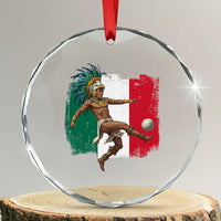 Aztec Warrior Playing Soccer Crystal Glass Ornament Mexican Pride Football Fan Gift