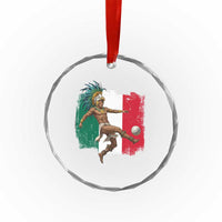 Aztec Warrior Playing Soccer Crystal Glass Ornament Mexican Pride Football Fan Gift