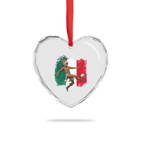 Aztec Warrior Playing Soccer Heart Crystal Glass Ornament Mexican Pride Football Fan Gift