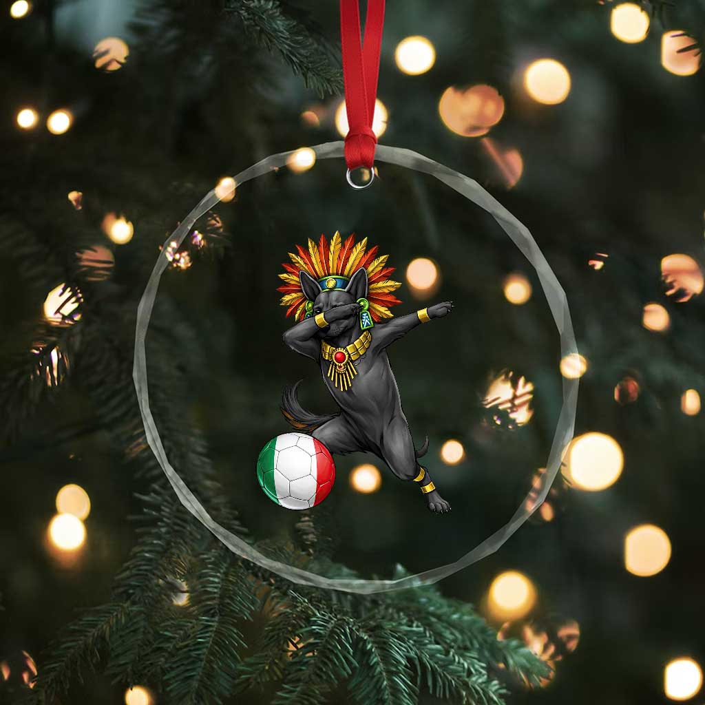 Aztec Xolo Dog Soccer Crystal Glass Ornament Mexican Heritage Fan Gift