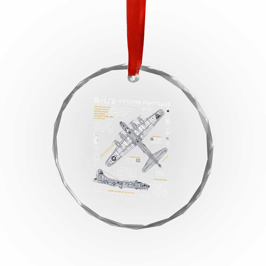 B-17 Flying Fortress Crystal Glass Ornament WW2 B-17G Bomber Vintage Aviation TS02