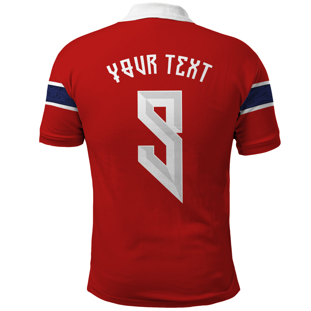 Custom Norway Football 2026 Combo Polo Shirt and Men's Shorts Nordic Knot Pattern Red Color LT03
