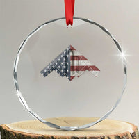 B2 Spirit Crystal Glass Ornament B-2 Bomber Stealth Aircraft Schematic American Flag TS10