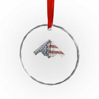 B2 Spirit Crystal Glass Ornament B-2 Bomber Stealth Aircraft Schematic American Flag TS10