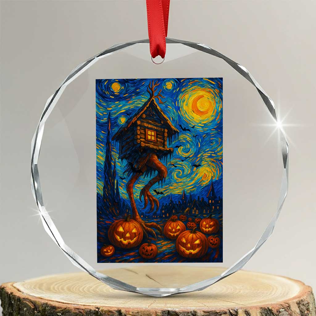 Baba Yaga House Crystal Glass Ornament Starry Night Van Gogh Slavic Folklore Russia Fairy Tale TS10