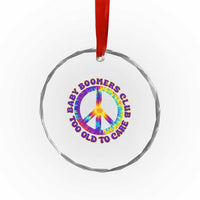Baby Boomers Club Too Old To Care Retro Tie Dye Effect Printing Crystal Glass Ornament Peace Sign Groovy 60s Hippie Humor Graphic