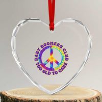 Baby Boomers Club Too Old To Care Retro Tie Dye Effect Printing Heart Crystal Glass Ornament Peace Sign Groovy 60s Hippie Humor Graphic