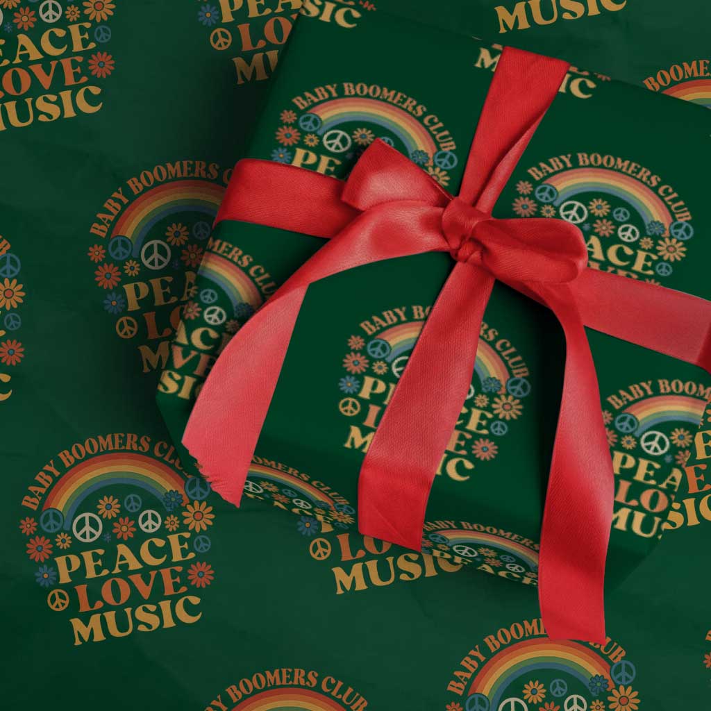 Baby Boomers Generation Wrapping Paper Roll Peace Love Music 60s Hippe - Wonder Print Shop