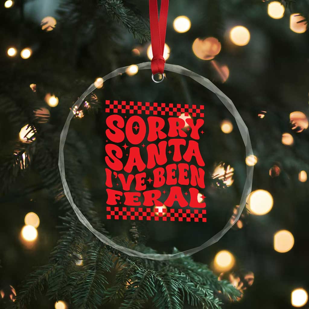 Baby Crystal Glass Ornament Sorry Santa I've Been Feral Toddler Kids - Wonder Print Shop