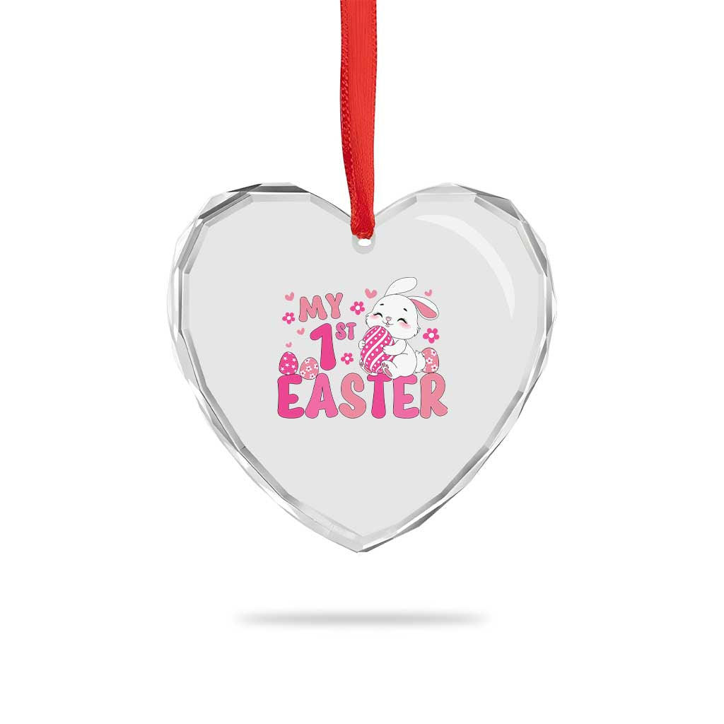 Baby First Easter Heart Crystal Glass Ornament Cute Newborn Gift Bunny Rabbit - Wonder Print Shop