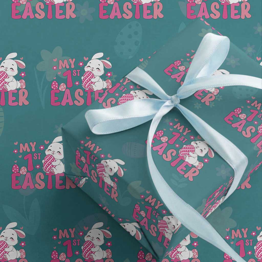 Baby First Easter Wrapping Paper Roll Cute Newborn Gift Bunny Rabbit