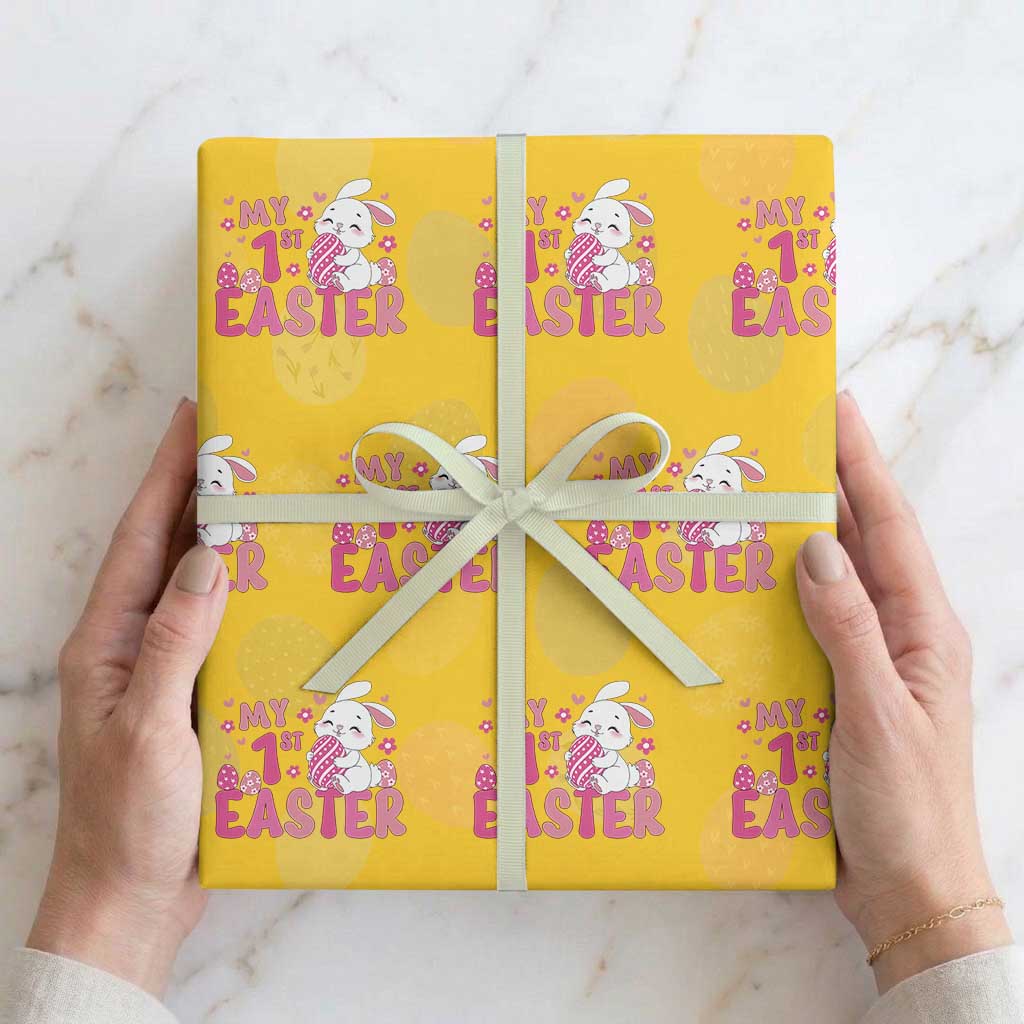 Baby First Easter Wrapping Paper Roll Cute Newborn Gift Bunny Rabbit