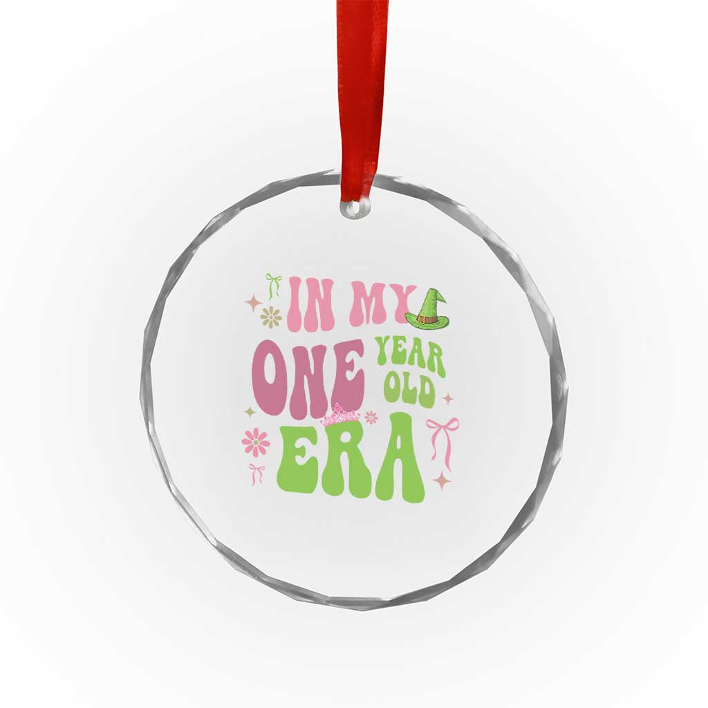 Baby Girl First Birthday Outfit Crystal Glass Ornament In My One Year Old Era Witch Pink Green