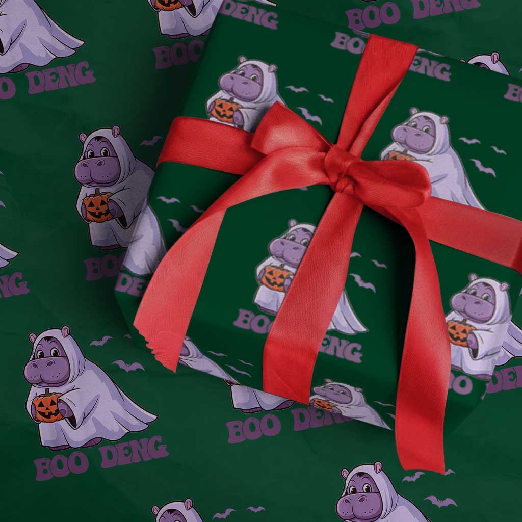Baby Hippo Moo Deng Wrapping Paper Roll Boo-deng Halloween Cute Pygmy Hippopotamus