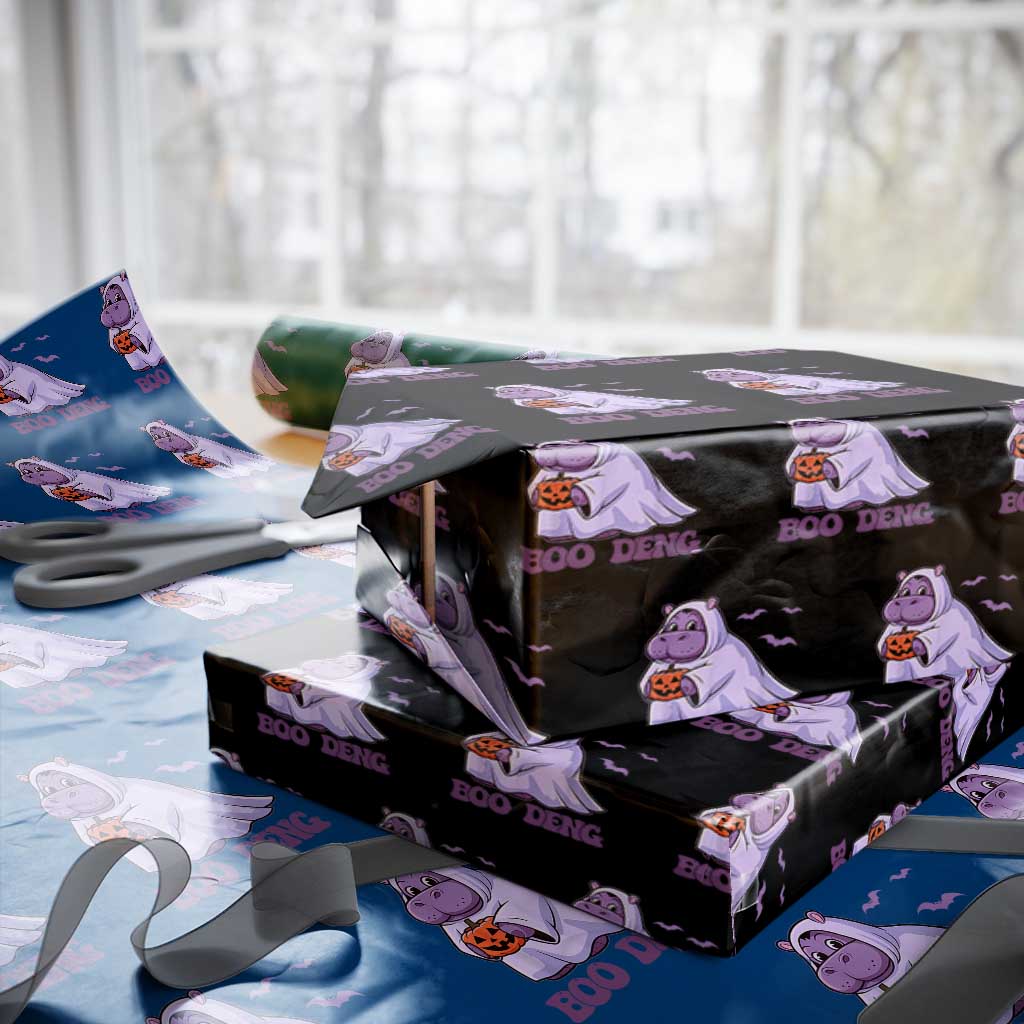 Baby Hippo Moo Deng Wrapping Paper Roll Boo-deng Halloween Cute Pygmy Hippopotamus
