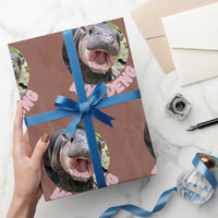 Baby Hippo Moo Deng Wrapping Paper Roll Cute Pygmy Hippopotamus Bouncy Pig
