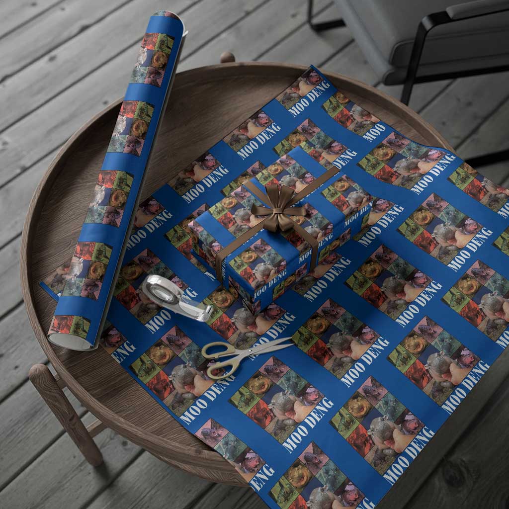 Baby Hippo Moo Deng Wrapping Paper Roll Pygmy Hippo Cute Zoo For Family