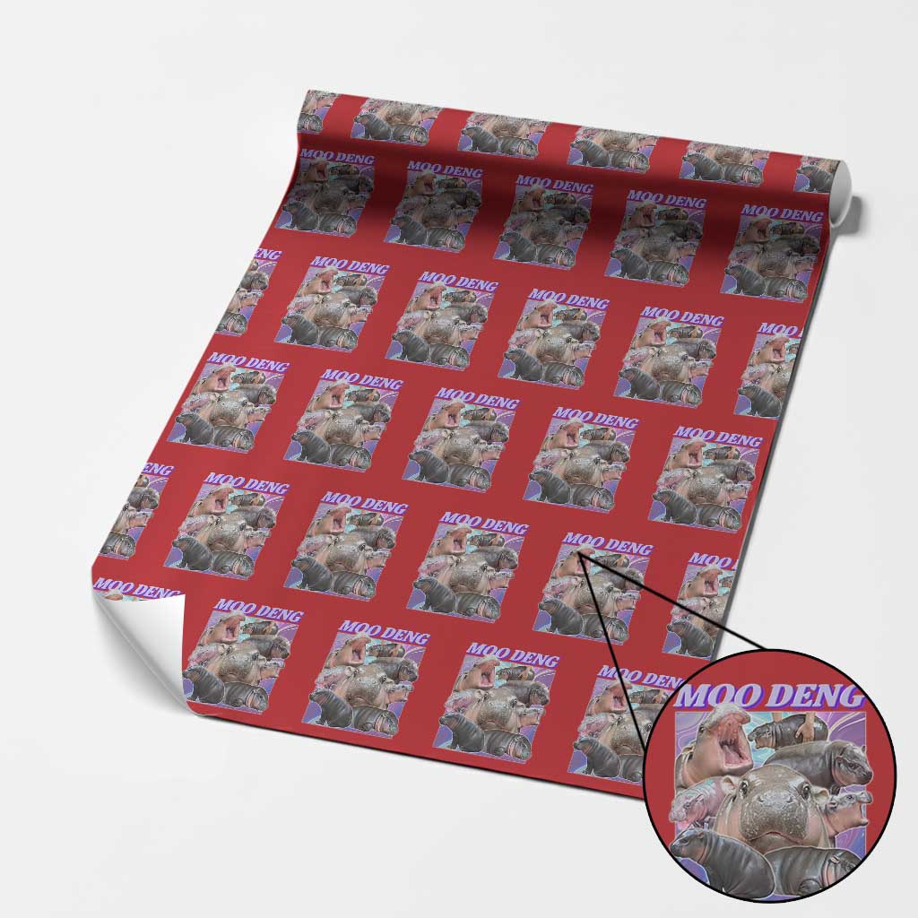 Baby Hippo Moo Deng Wrapping Paper Roll The Famous Cute Pygmy Hippopotamus