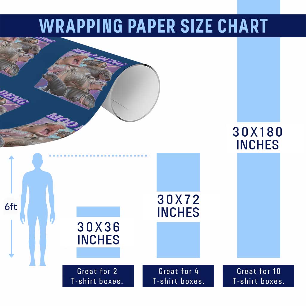 Baby Hippo Moo Deng Wrapping Paper Roll The Famous Cute Pygmy Hippopotamus