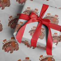 Baby Hippo Moo Deng Wrapping Paper Roll Bouncy Pig in Thai Picture The Cute Pygmy Hippopotamus