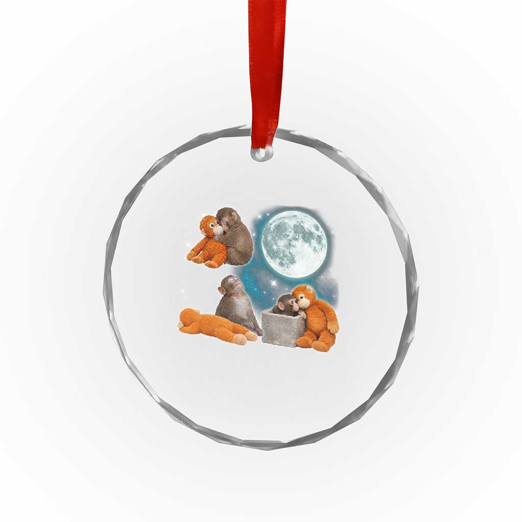 Baby Monkey Punch Crystal Glass Ornament Team Punch Monkey Viral Trend