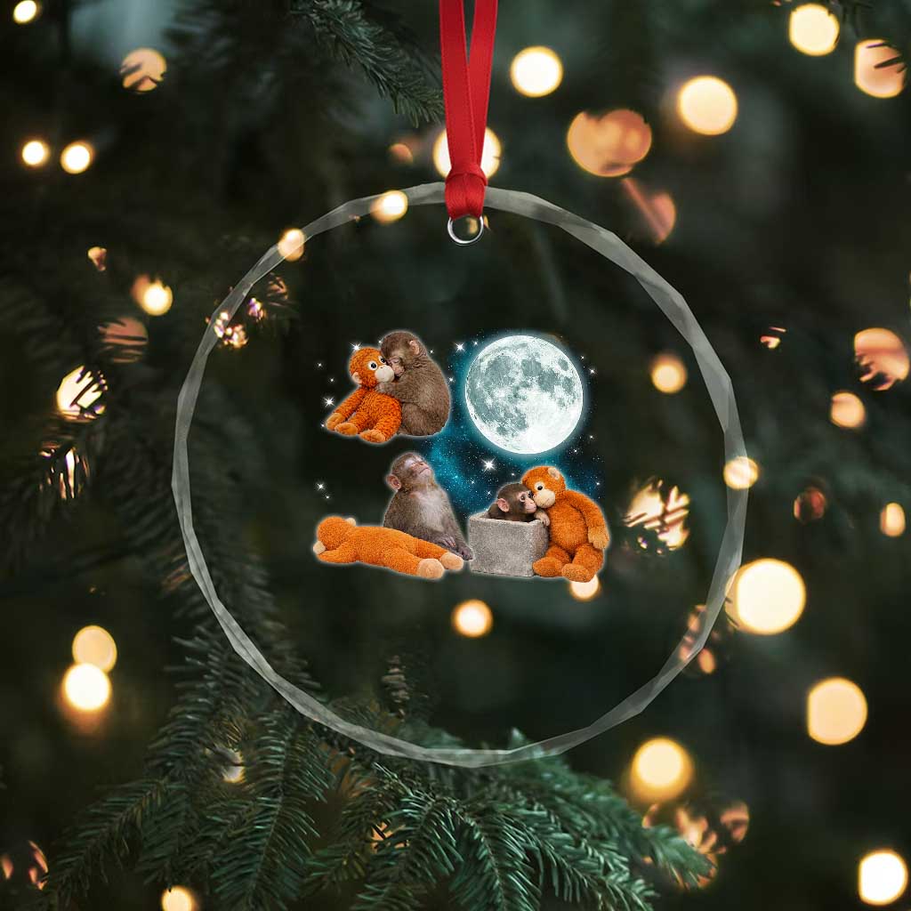Baby Monkey Punch Crystal Glass Ornament Team Punch Monkey Viral Trend