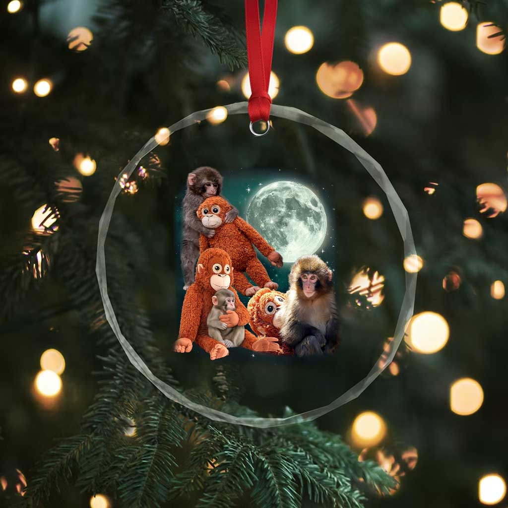 Baby Monkey Punch Crystal Glass Ornament Three Punch Moon Orange Toy