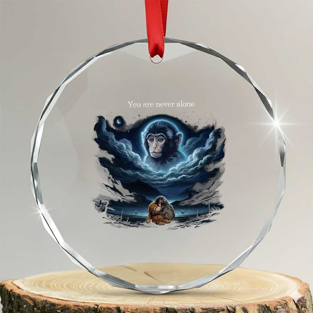 Baby Monkey Punch Crystal Glass Ornament You Are Never Alone Brave