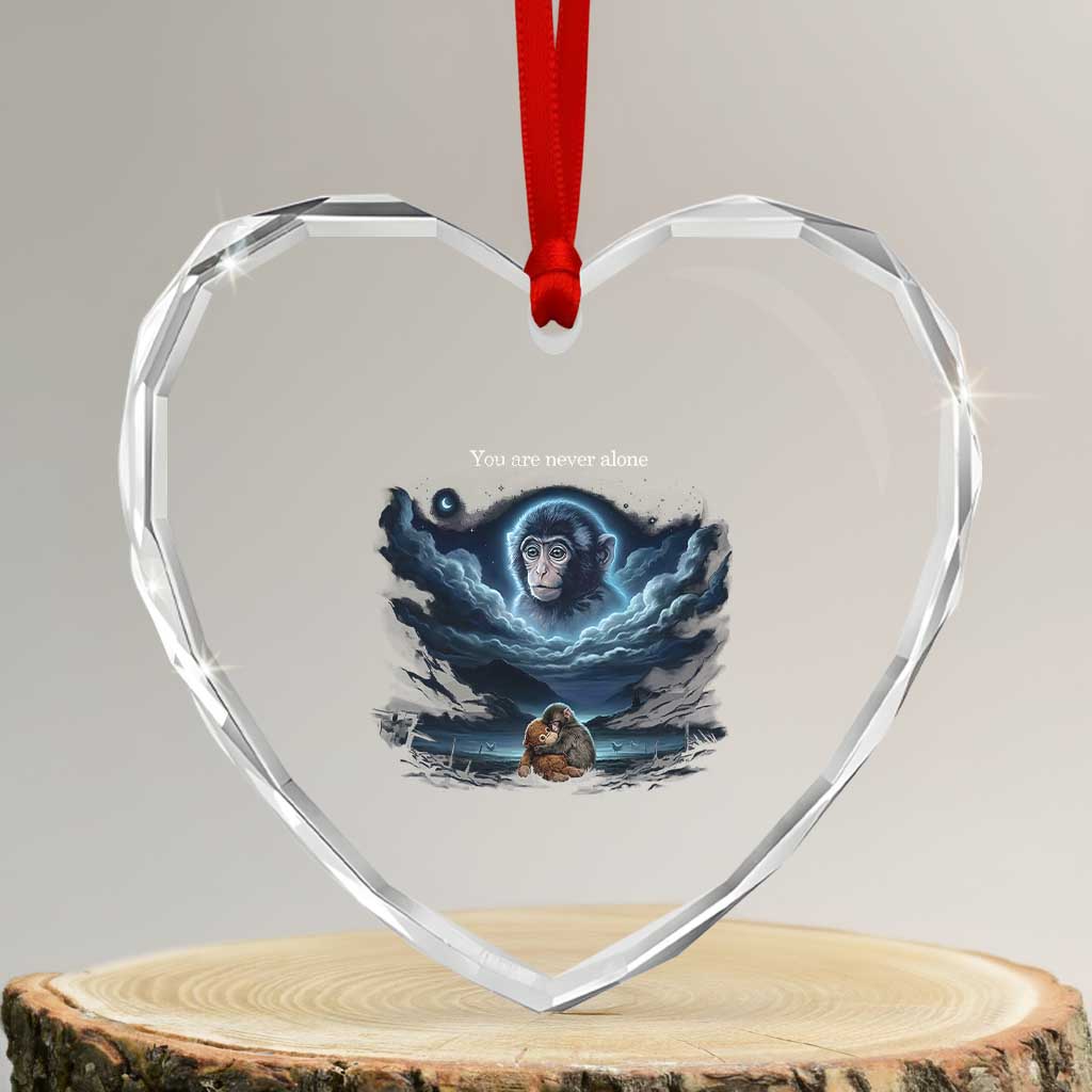 Baby Monkey Punch Heart Crystal Glass Ornament You Are Never Alone Brave