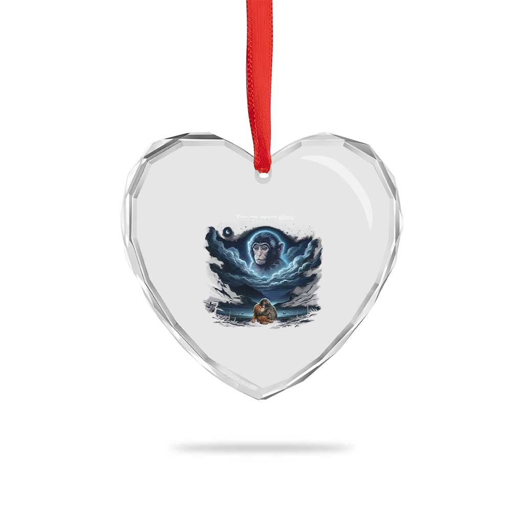 Baby Monkey Punch Heart Crystal Glass Ornament You Are Never Alone Brave
