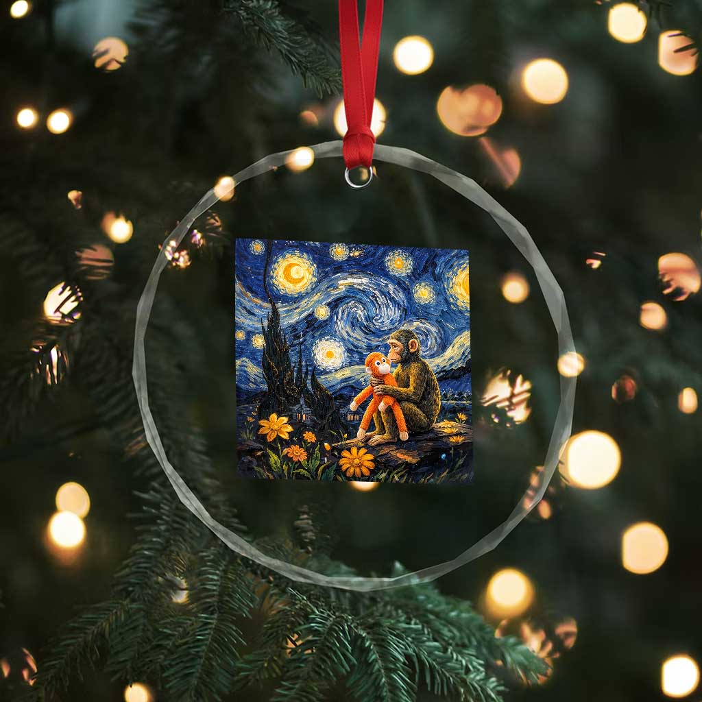 Baby Monkey Punch Starry Night Viral Trend Crystal Glass Ornament