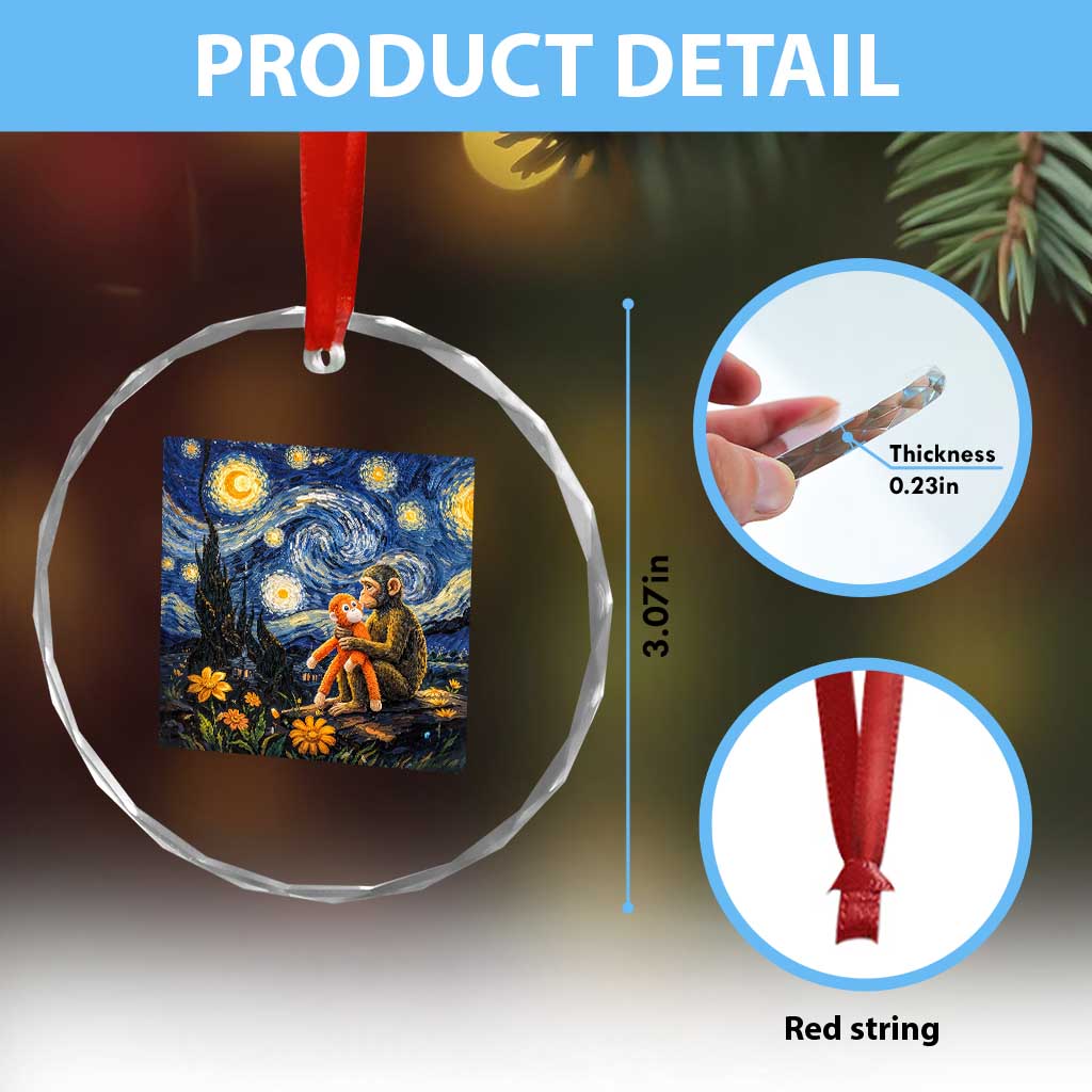 Baby Monkey Punch Starry Night Viral Trend Crystal Glass Ornament
