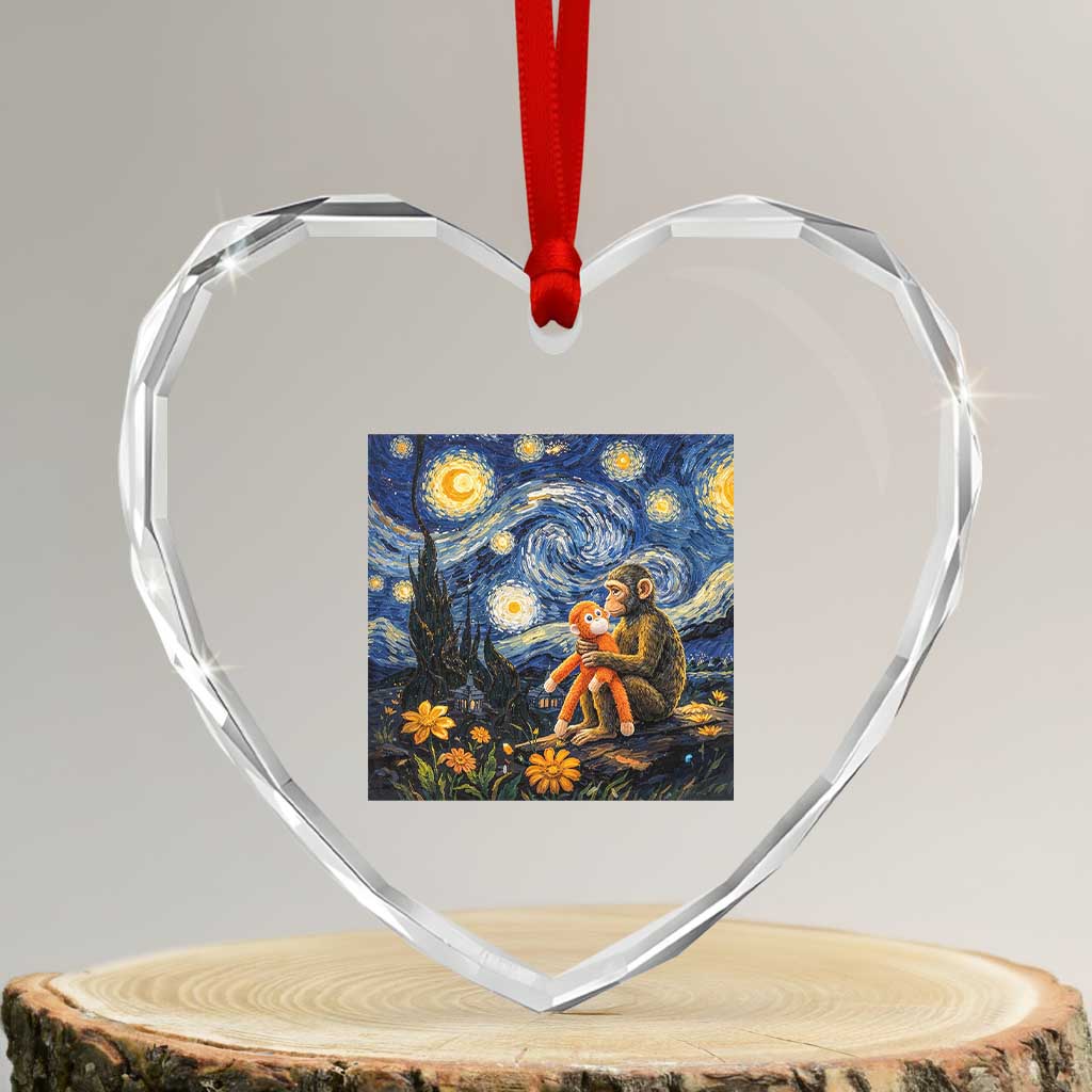 Baby Monkey Punch Starry Night Viral Trend Heart Crystal Glass Ornament