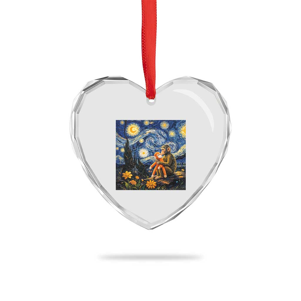 Baby Monkey Punch Starry Night Viral Trend Heart Crystal Glass Ornament