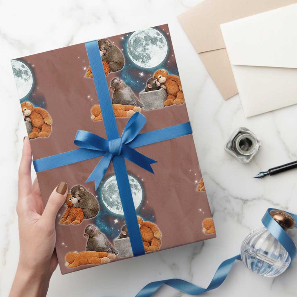 Baby Monkey Punch Wrapping Paper Roll Team Punch Monkey Viral Trend