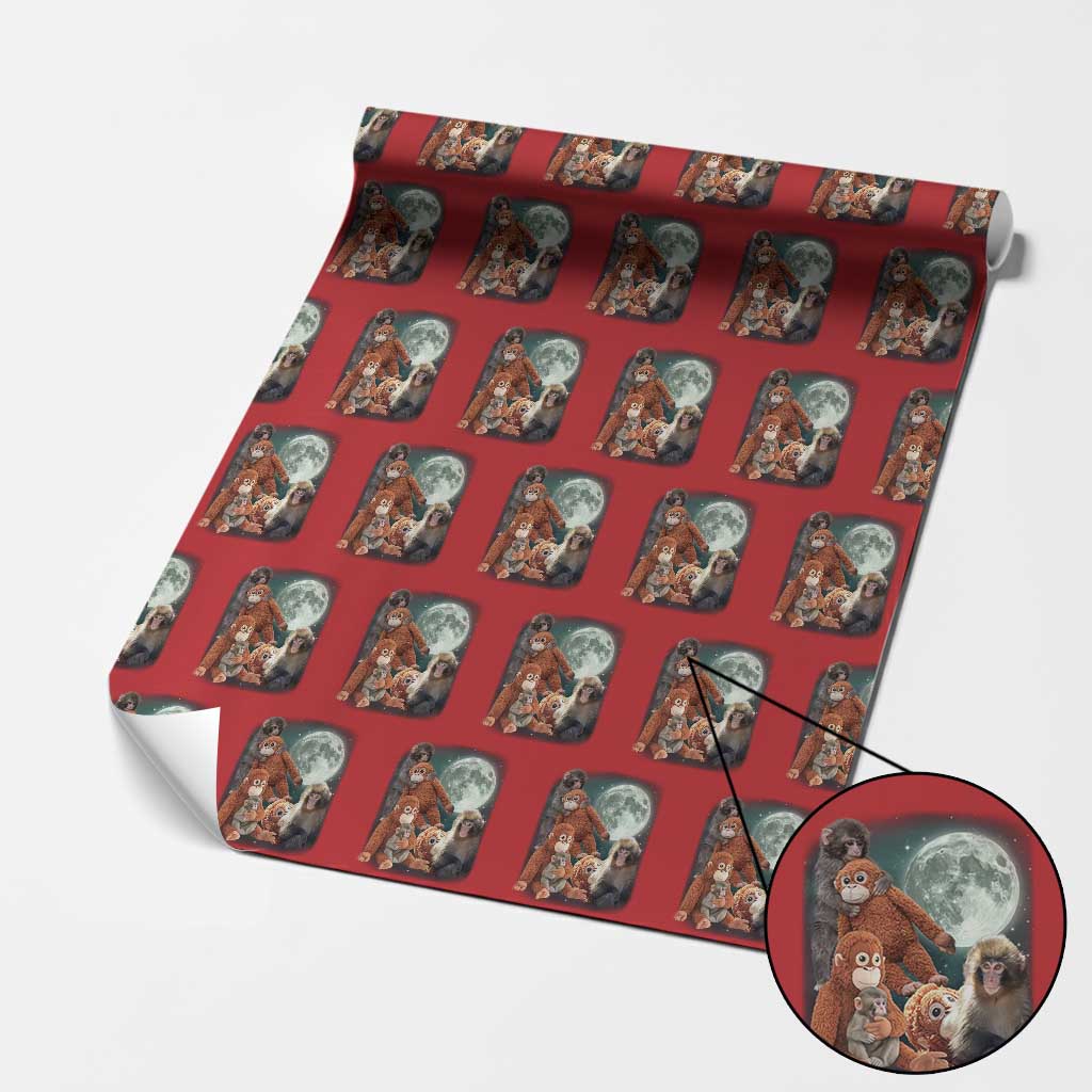 Baby Monkey Punch Wrapping Paper Roll Three Punch Moon Orange Toy
