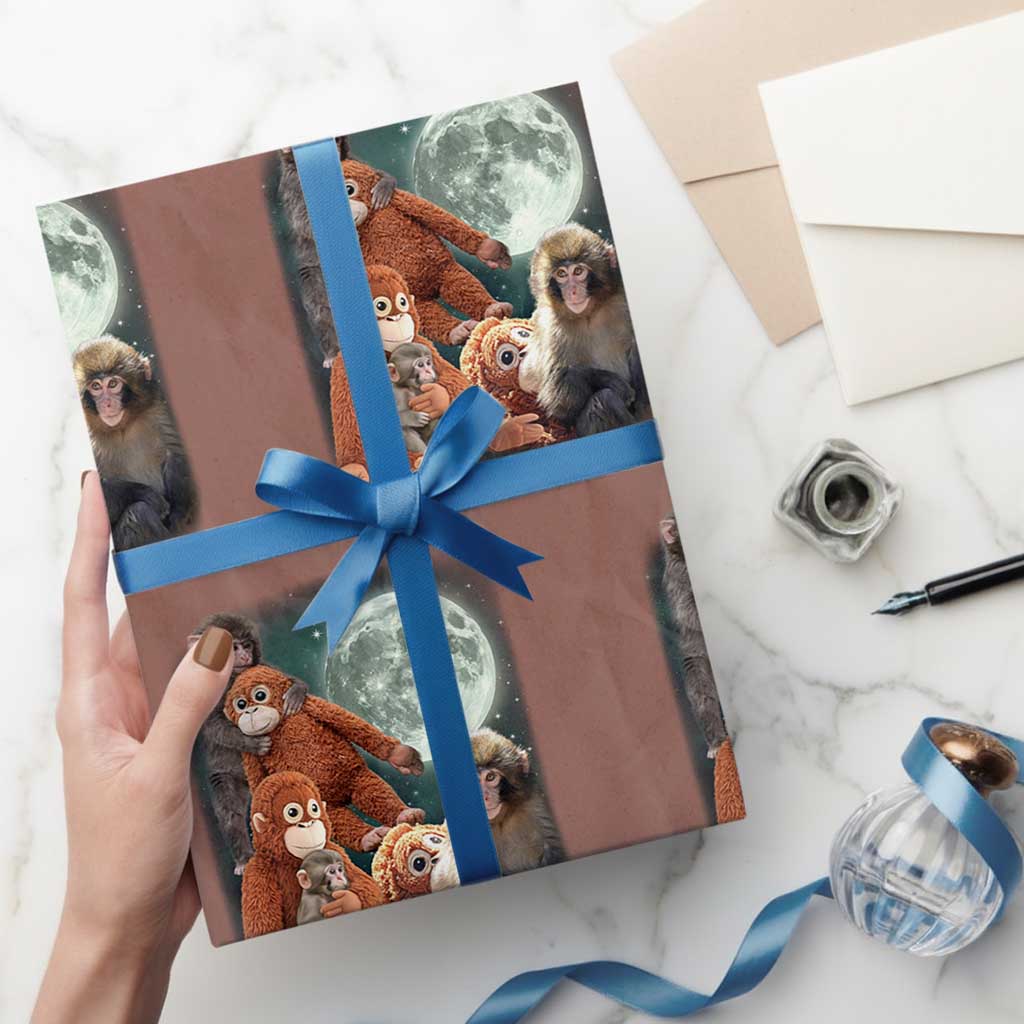 Baby Monkey Punch Wrapping Paper Roll Three Punch Moon Orange Toy