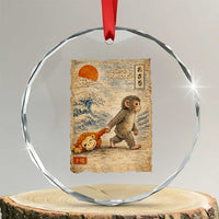 Baby Punch the Monkey Japanese Style Graphic Crystal Glass Ornament Dragging Plush Toy Vintage Art Gift