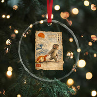 Baby Punch the Monkey Japanese Style Graphic Crystal Glass Ornament Dragging Plush Toy Vintage Art Gift