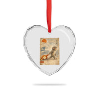 Baby Punch the Monkey Japanese Style Graphic Heart Crystal Glass Ornament Dragging Plush Toy Vintage Art Gift